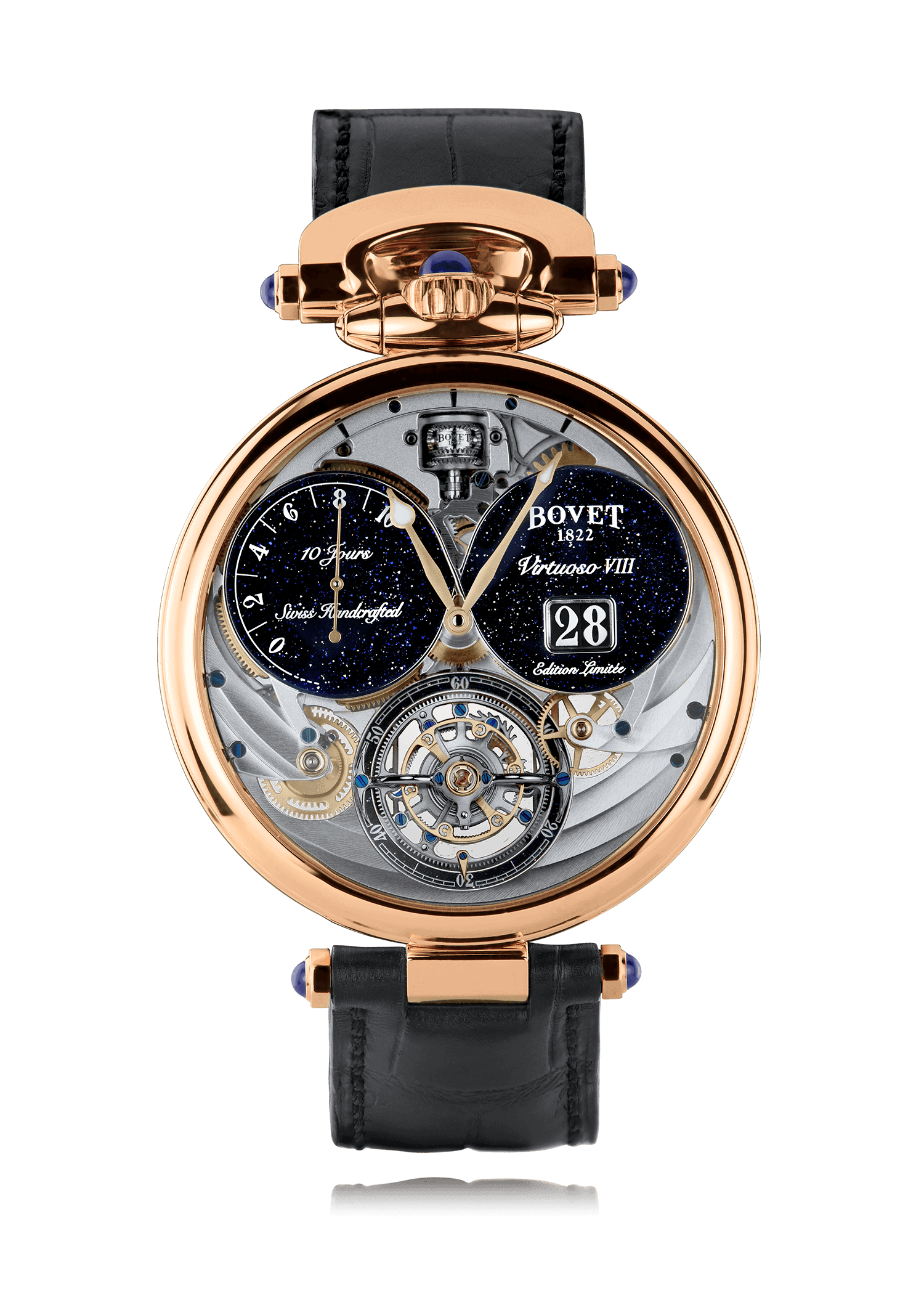 Luxurious Bovet Fleurier Virtuoso VIII timepiece with intricate craftsmanship.