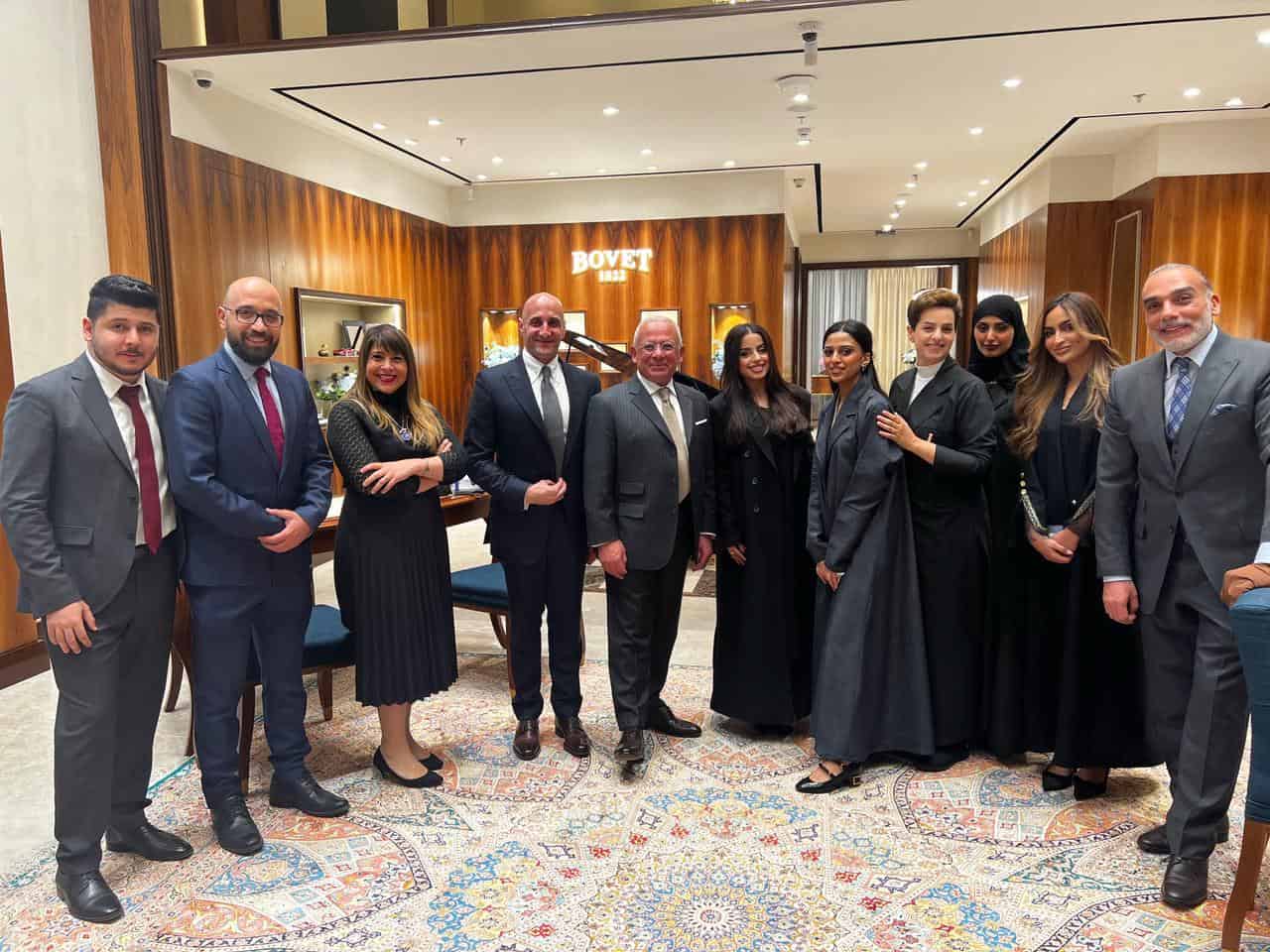 Luxurious Bovet boutique opening in Saudi Arabia showcasing elegant timepieces and exclusive cliente.