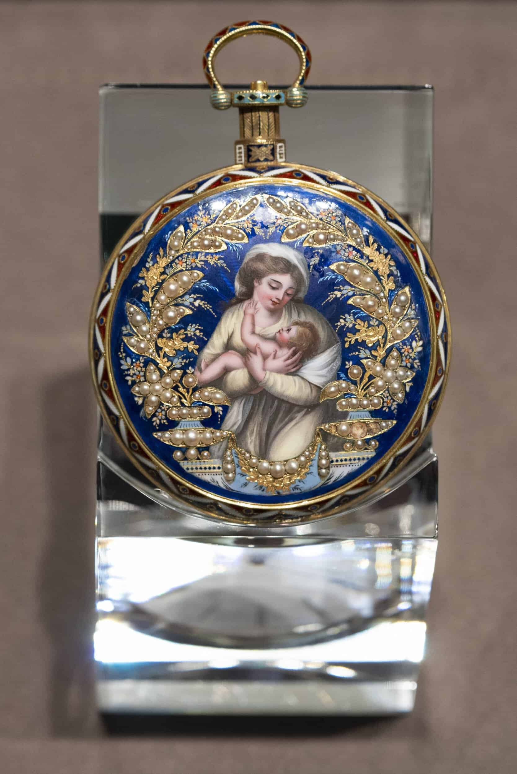 Exquisite antique Bovet timepiece with intricate enamel and gold detailing.